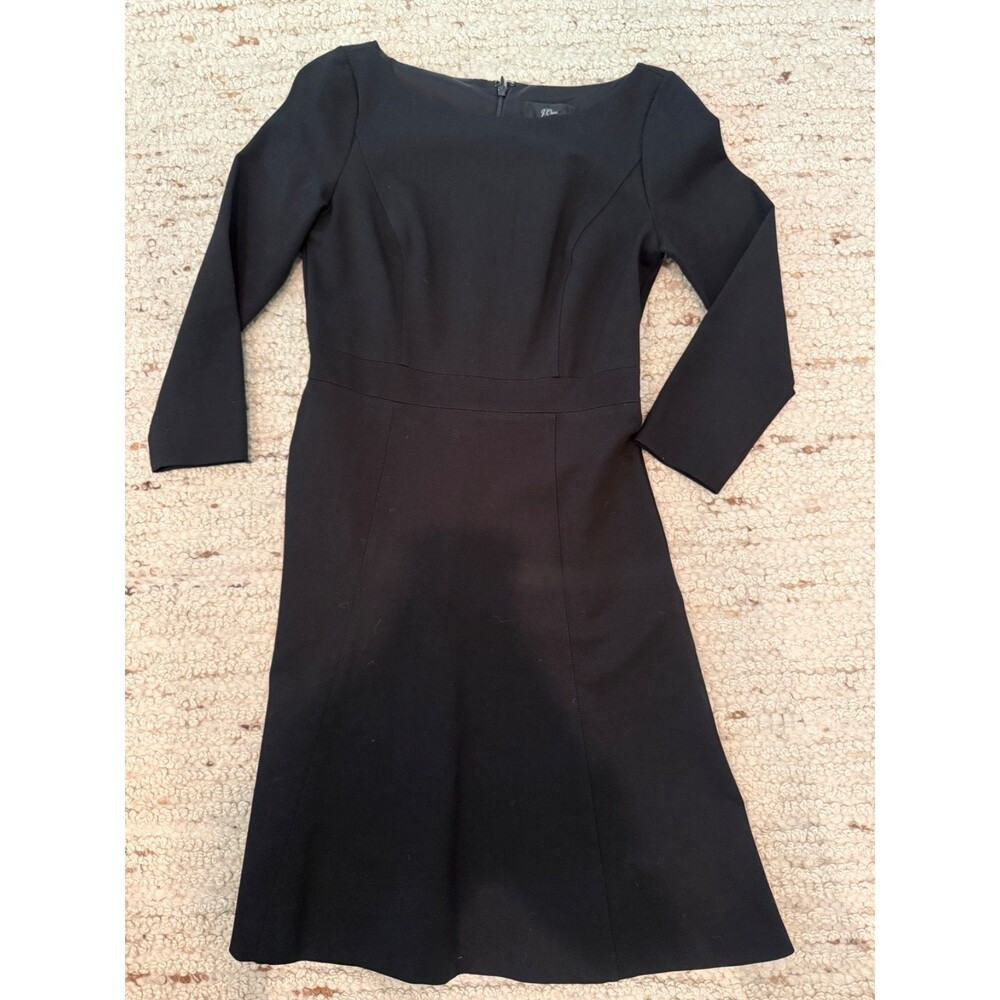 J. Crew Viscose Blend Long Sleeve Little Black Sheath Dress Size 4